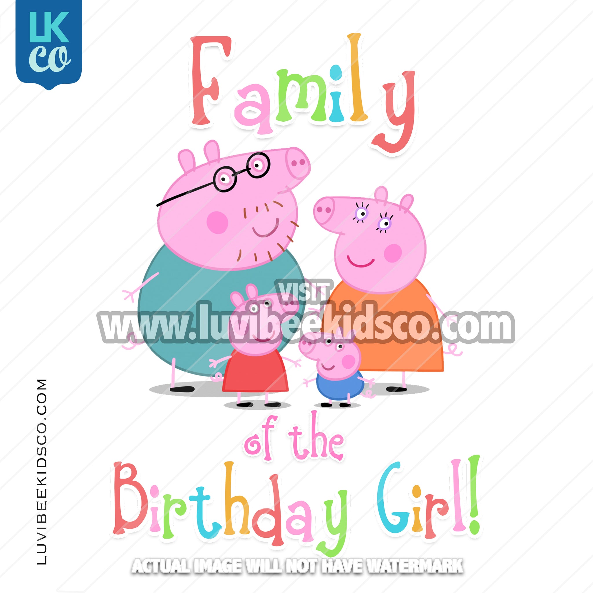 Peppa Pig Iron On Birthday Shirt Transfer | Rainbow - Add Any Name of the Birthday Girl - LuvibeeKidsCo