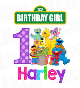 Sesame Street Birthday Iron On Transfer - Girl Colors | Birthday Girl - LuvibeeKidsCo