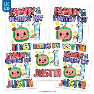 Cocomelon Inspired Heat Transfer Designs - Family of the Birthday Boy