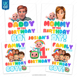 Cocomelon Inspired Heat Transfer Designs - Family Pack - Birthday Boy - Style 2