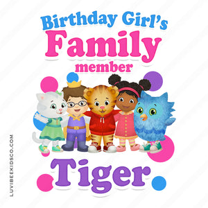 Daniel Tiger Iron On Transfer for Birthday Girl | Pink - Add Any Family Member - LuvibeeKidsCo
