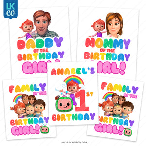 Cocomelon Inspired Heat Transfer Designs - Family Pack - Birthday Girl - Style 2
