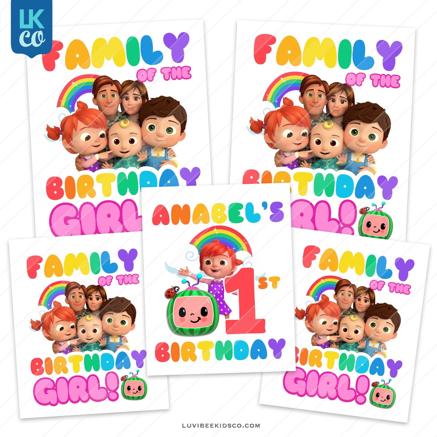 Cocomelon Inspired Heat Transfer Designs - Family Pack - Birthday Girl