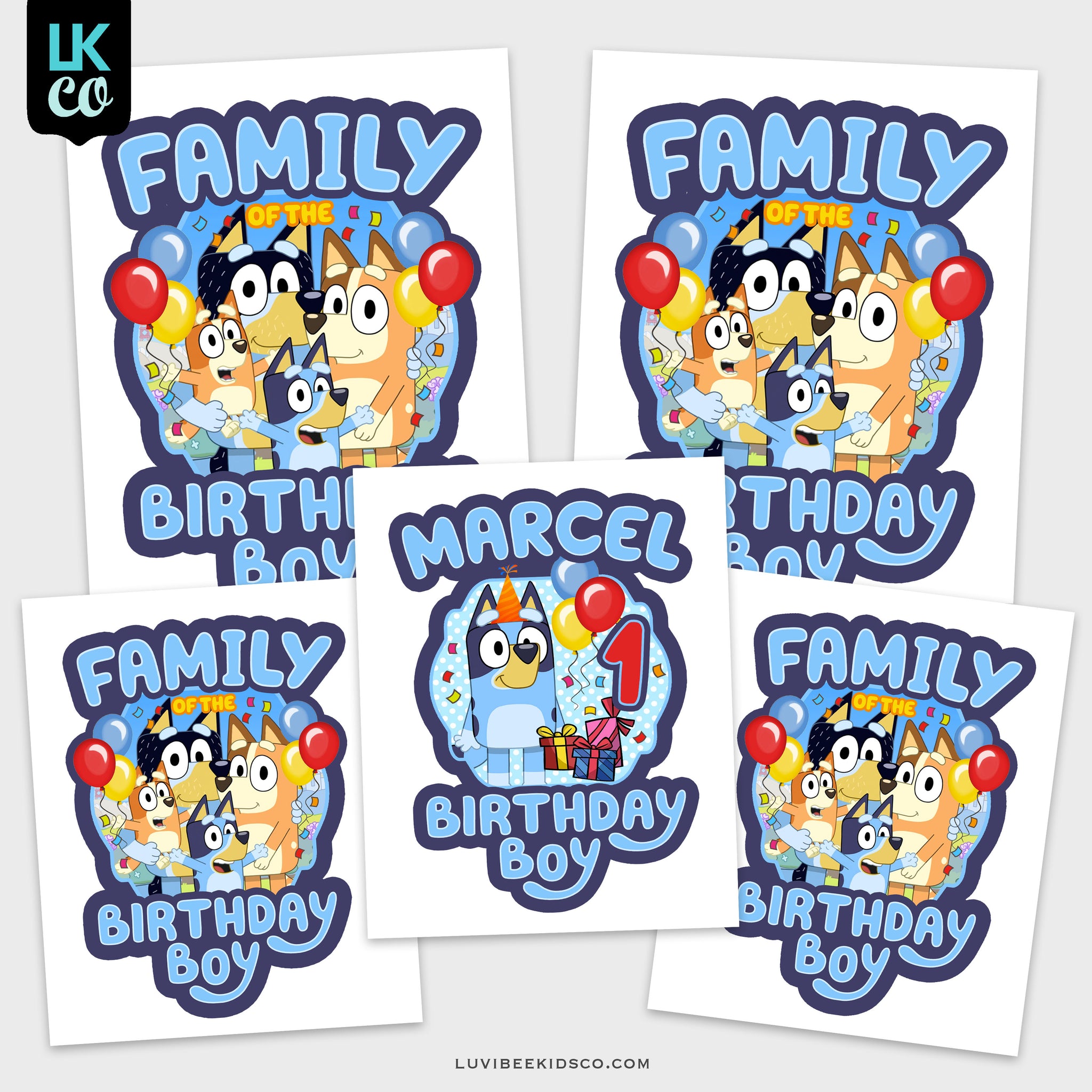 Bluey Iron On Designs - Family of the Birthday Boy - Family Pack