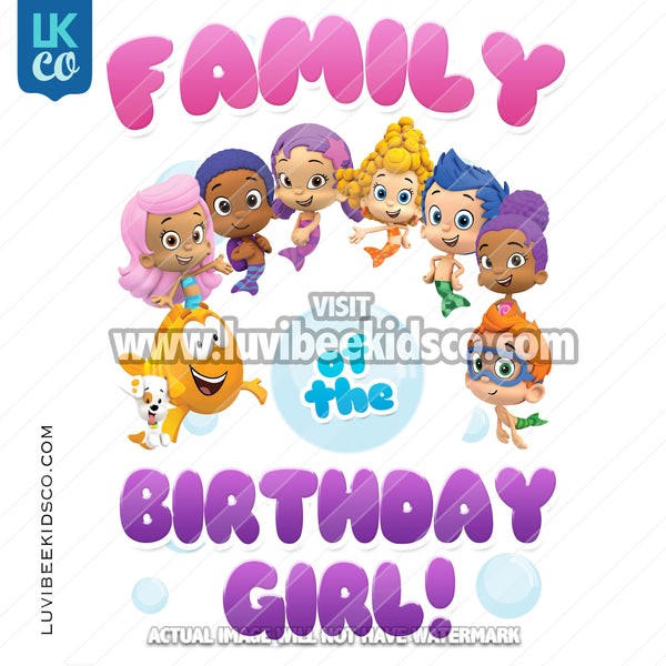 Bubble Guppies Iron On Transfer | Add Family Members | Birthday Girl