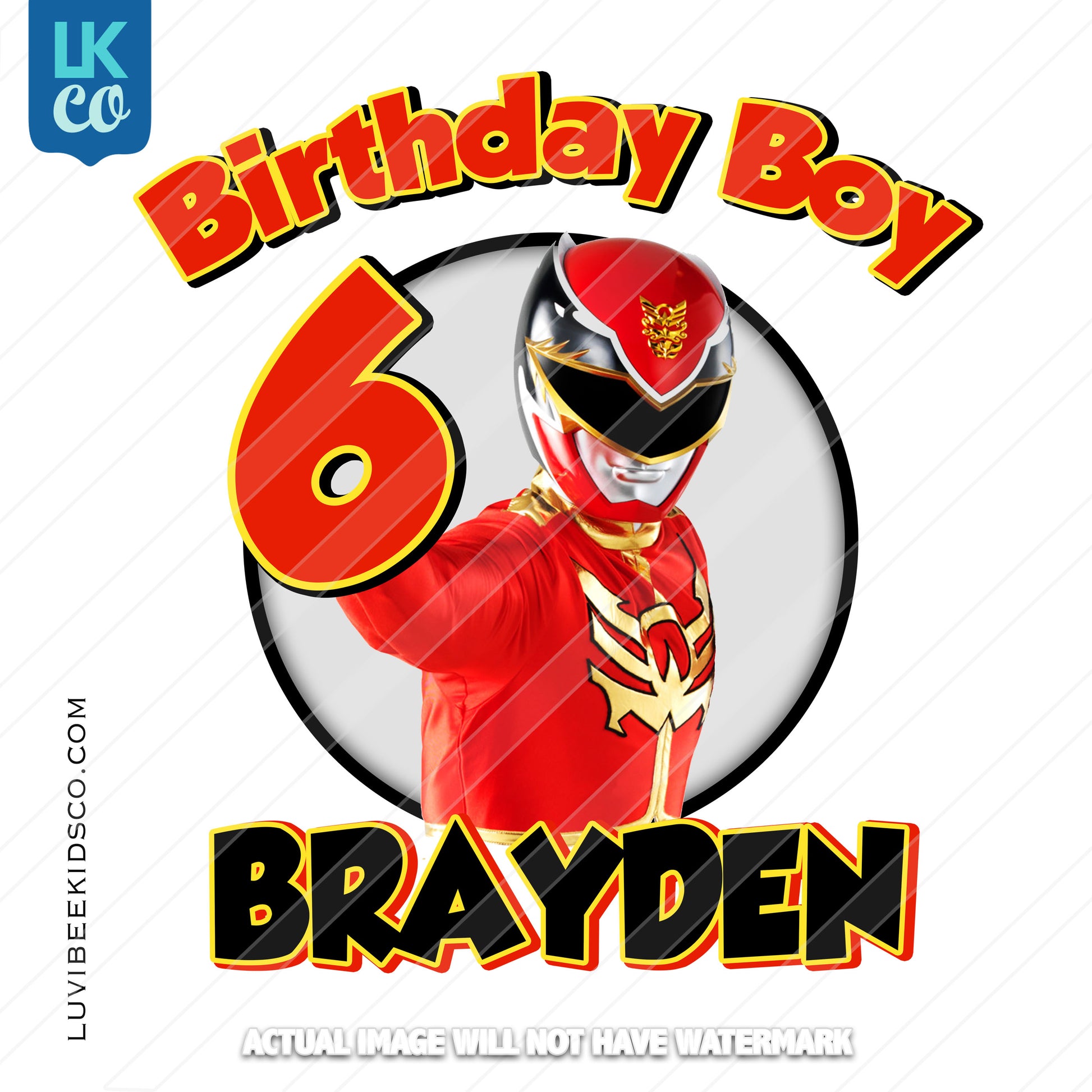 Red Power Ranger Iron On Transfer | Birthday Boy - LuvibeeKidsCo