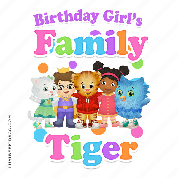 Daniel Tiger Iron On Transfer for Birthday Girl | Rainbow - Add Any Family Member - LuvibeeKidsCo