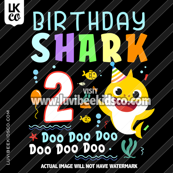 Baby Shark - Birthday Shark Heat Transfer Design - Digital File Only - LuvibeeKidsCo