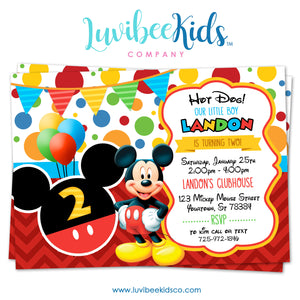 Mickey Mouse Birthday Invitation - Printable Invite - Style #02 - LuvibeeKidsCo