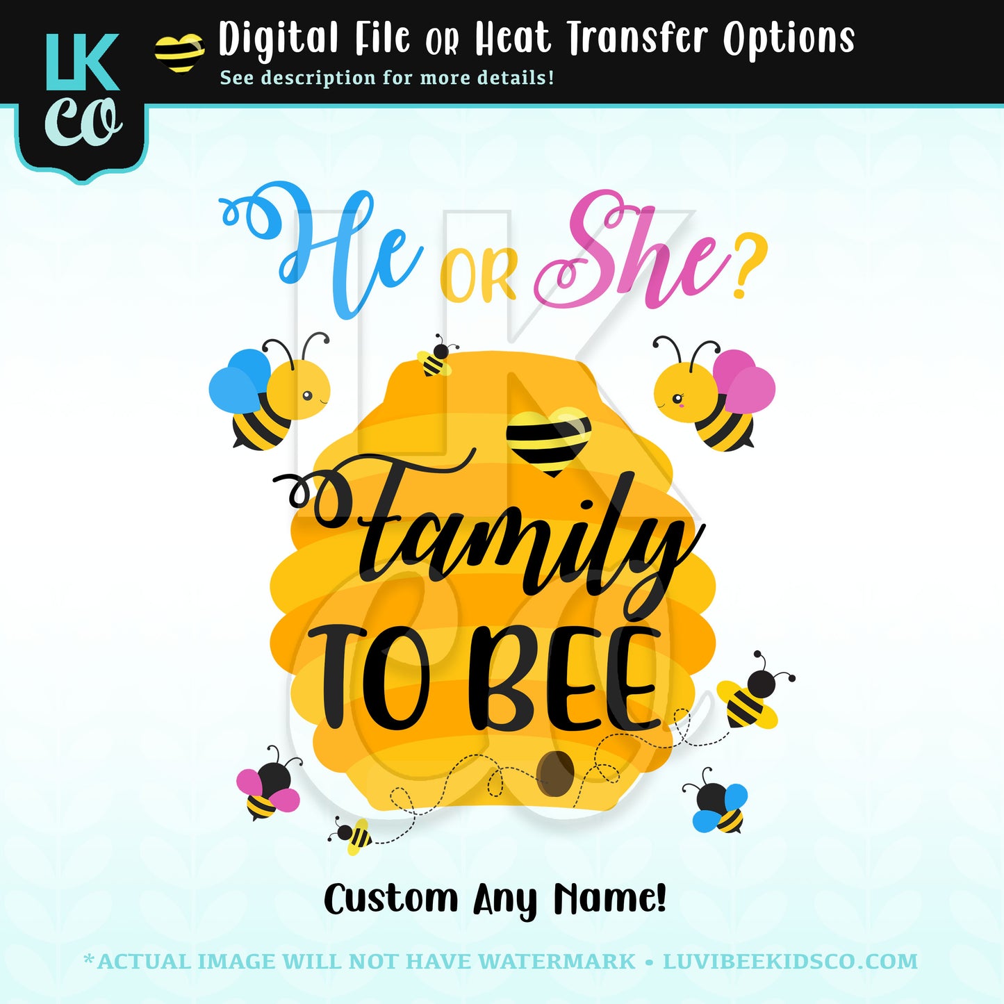 Family to Bee Bumble Bee Baby Shower Gender Reveal Design - Add Family Members