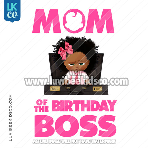 Boss Baby Iron On Transfer | Mom of the Birthday Boss - Afro Girl - Briefcase - LuvibeeKidsCo