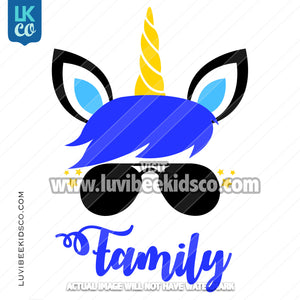 Unicorn Iron On Transfer | Add Family Members - Blue - LuvibeeKidsCo