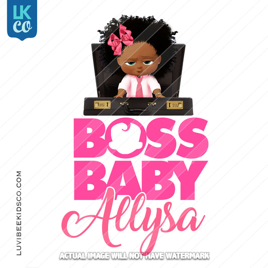 Boss Baby Iron On Transfer | African American Girl | Briefcase - LuvibeeKidsCo