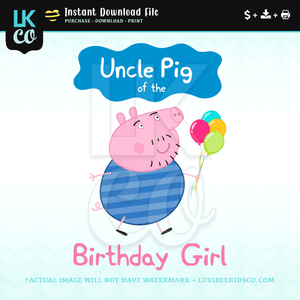 Peppa Pig Iron On Transfer | Uncle Pig of the Birthday Girl