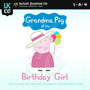 Peppa Pig Iron On Transfer | Grandma Pig of the Birthday Girl