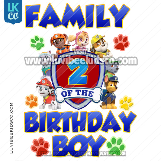 Paw Patrol - Blue - Any Family Member of the Birthday Boy with Age