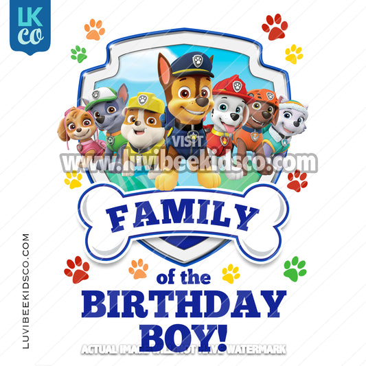 Paw Patrol - Blue - All Pups Family Member of the Birthday Boy - LuvibeeKidsCo