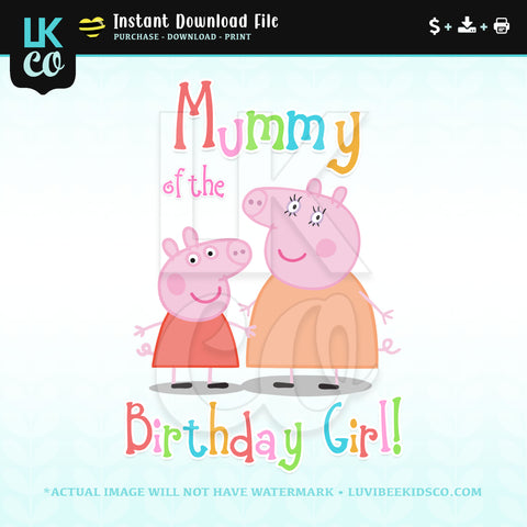 Peppa Pig Iron On Birthday Shirt Transfer - Rainbow - Mummy Pig