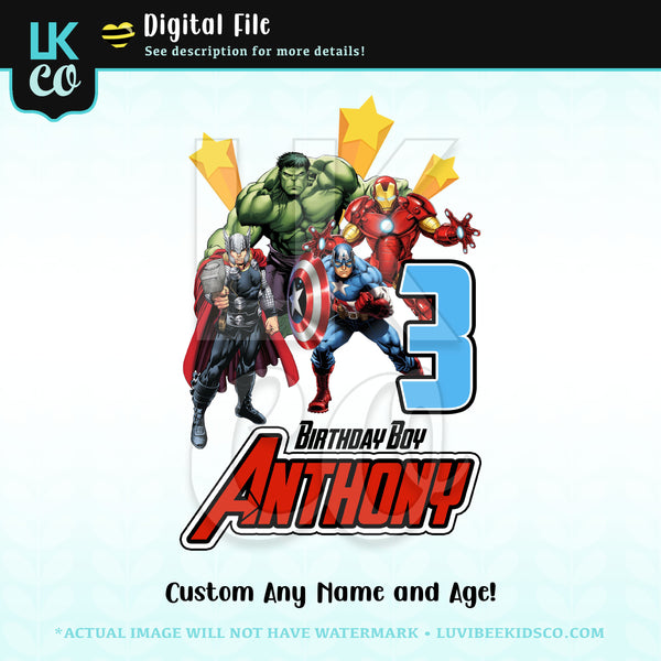 Avengers Digital File [12-24hr email] for Birthday and Events - Any Name and Age - Birthday Boy