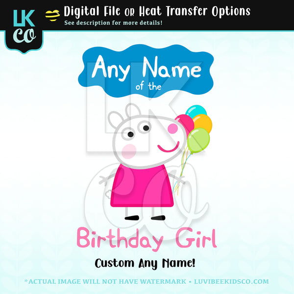 Peppa Pig Iron On Transfer | Suzy Sheep - Add Any Name of the Birthday Girl