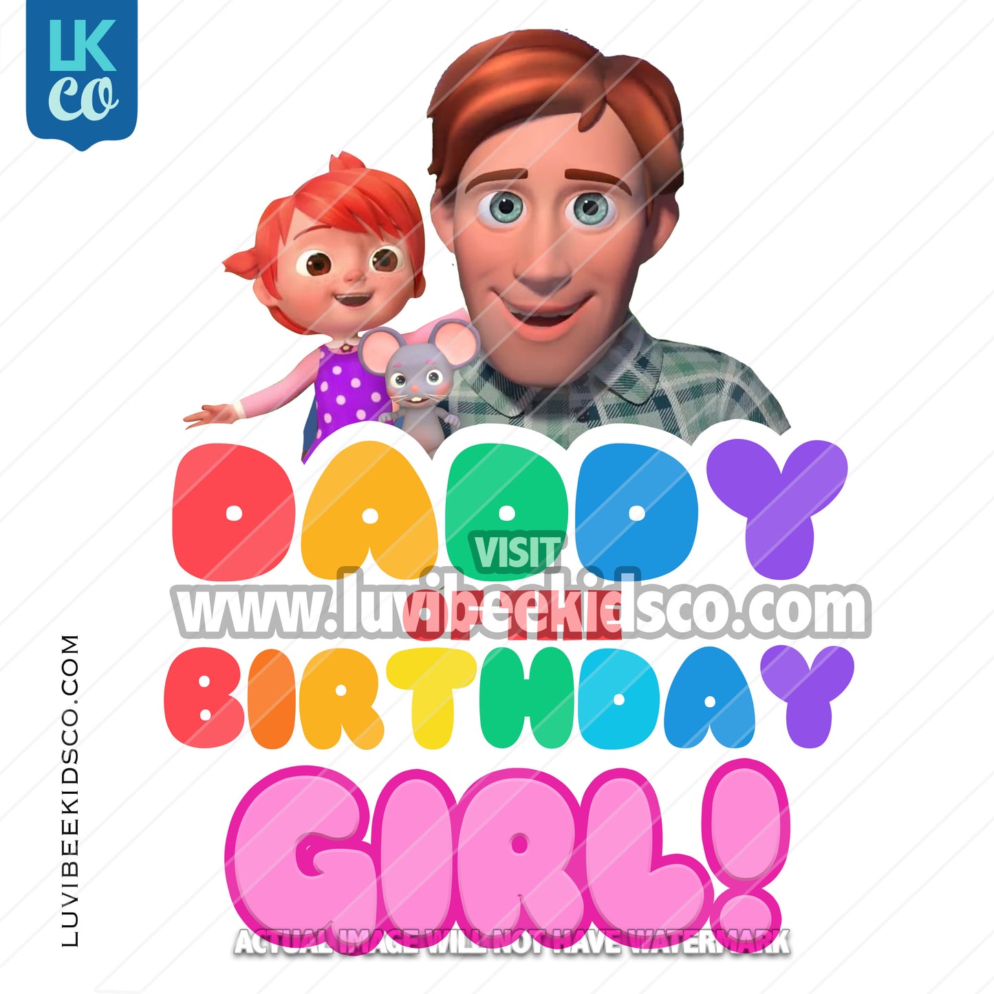 Cocomelon Inspired Heat Transfer Design - Daddy of the Birthday Girl