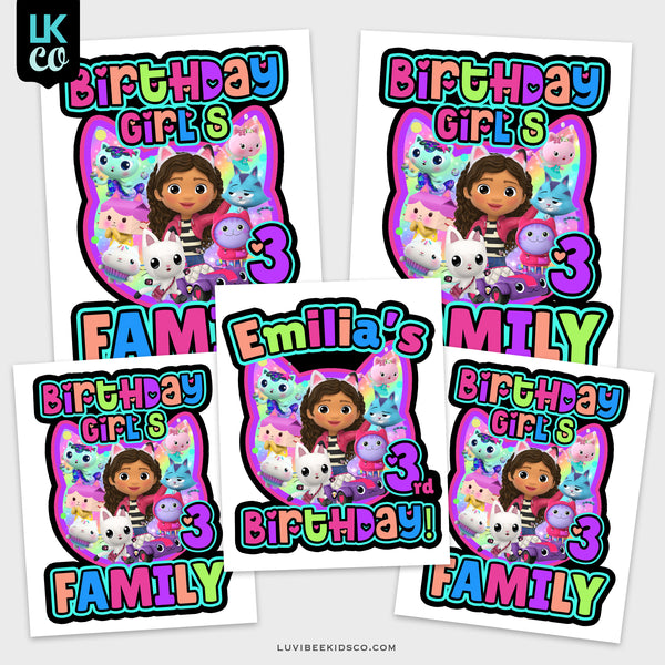 Gabby's Dollhouse Inspired Birthday Design - Colorful Friends - Family Pack - Dark Background