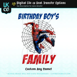 Spider Man Inspired Birthday Design | Web - Add Family Members