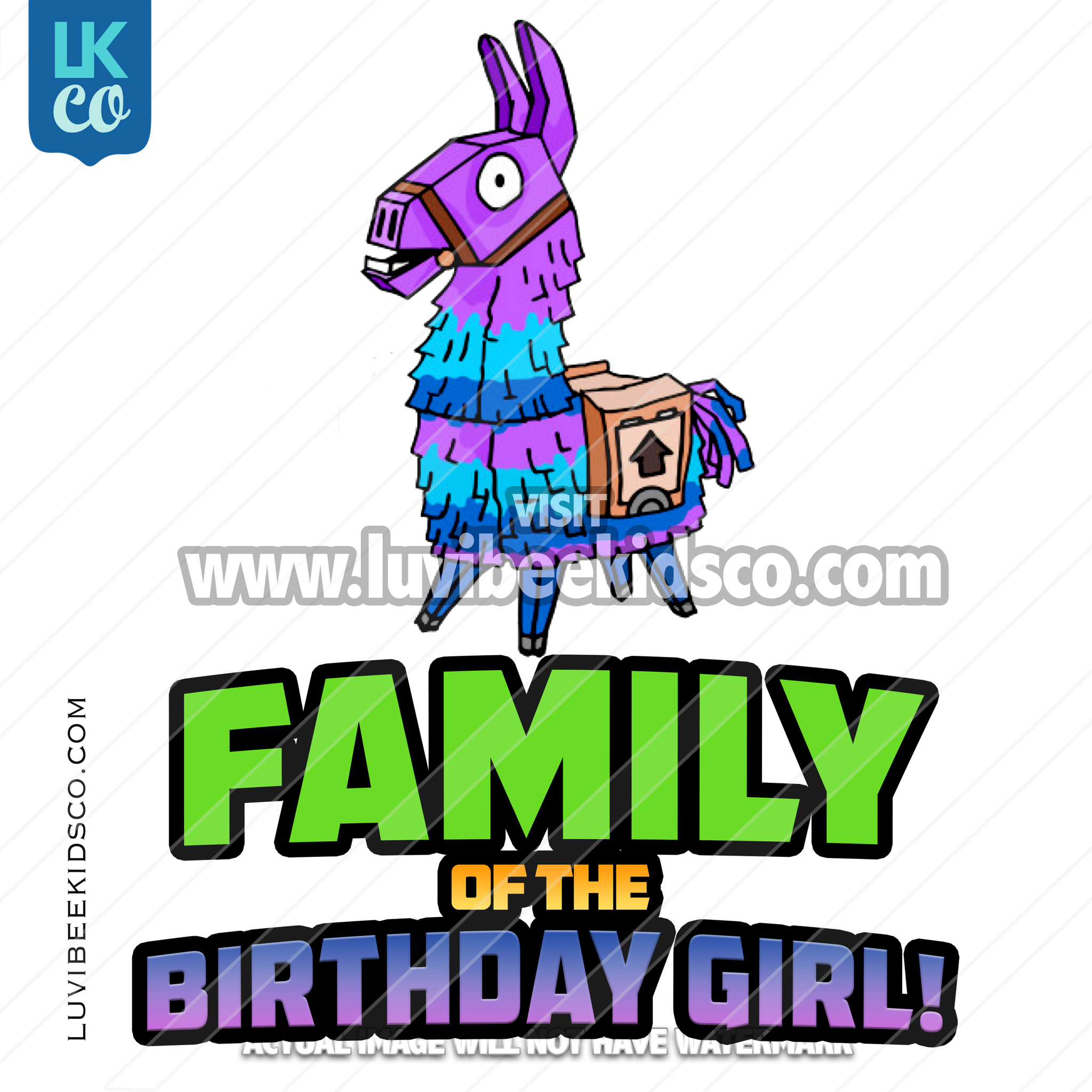 Fortnite Heat Transfer Design | Llama - Birthday Girl - Add Family Members