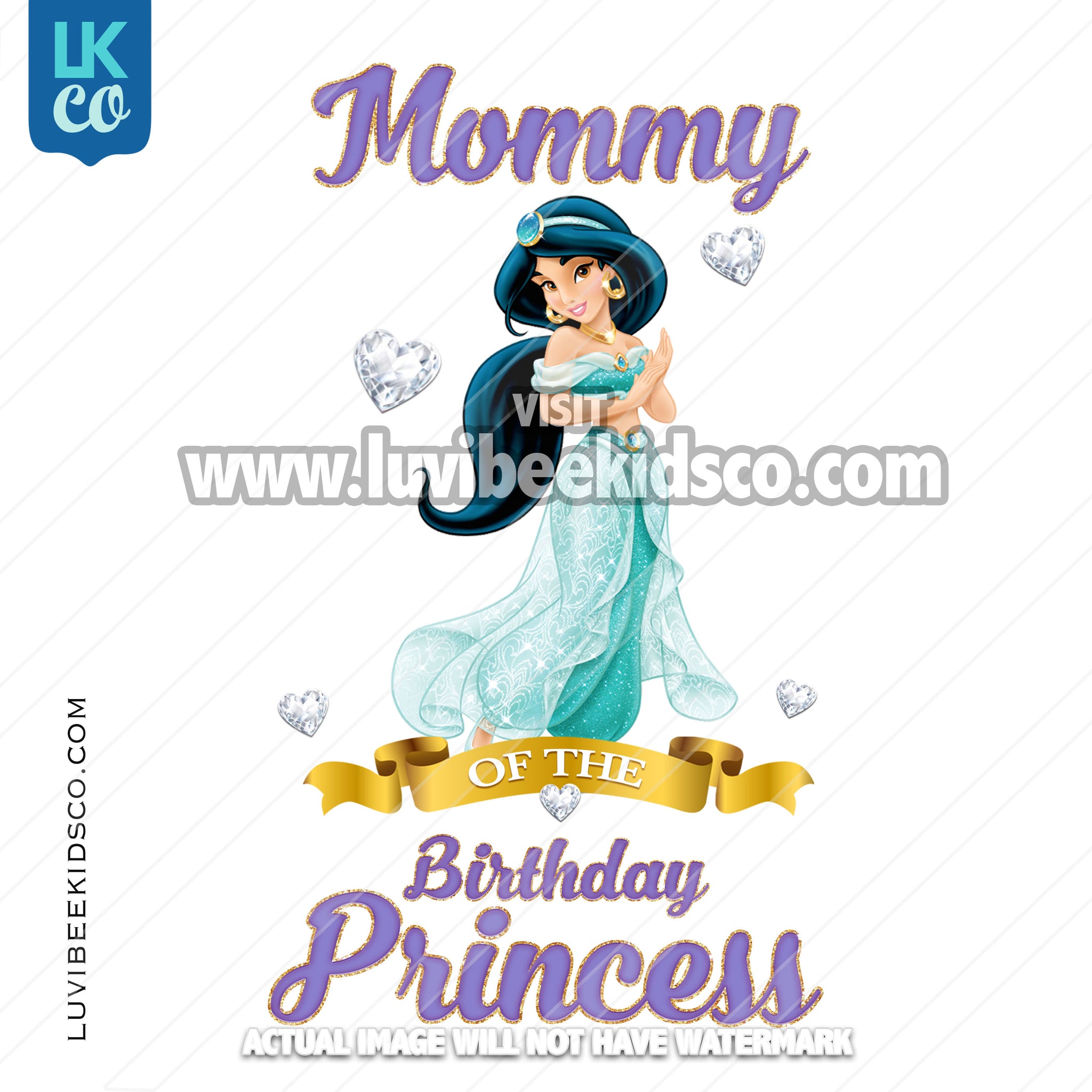 Princess Jasmine Heat Transfer Design | Mommy of the Birthday Princess - Digital File or Printed Transfer - LuvibeeKidsCo