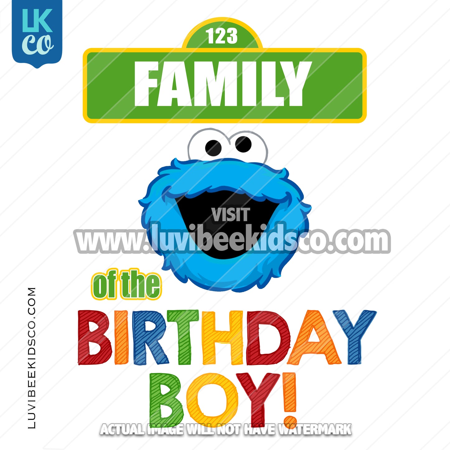Sesame Street Iron On Birthday Shirt Design | Cookie Monster - Add A Family Member - Birthday Boy