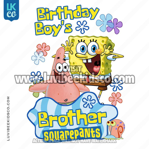 Spongebob Squarepants Iron On Transfer Design - Birthday Boy's Family - LuvibeeKidsCo