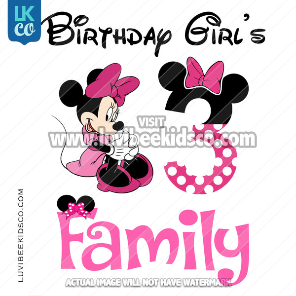 Minnie Mouse Iron On Transfer | Add Family Member of the Birthday Girl | Pink Dots & Bows