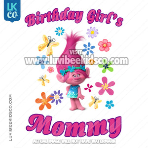Trolls Poppy Iron On Transfer | Birthday Girl's Mommy - Flowers - LuvibeeKidsCo