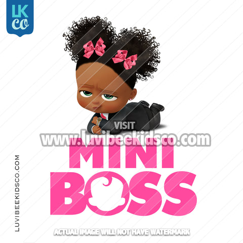Boss Baby Iron On Transfer | African American Girl | Mini Boss - LuvibeeKidsCo