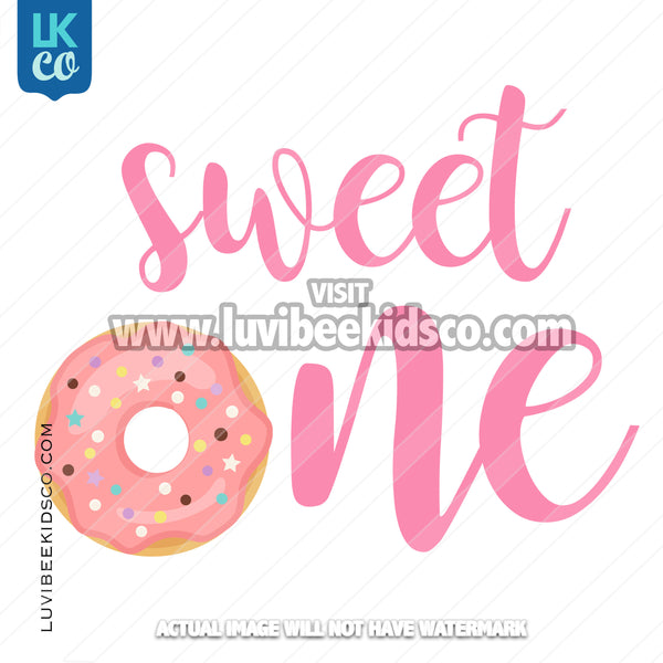 Donut Party Heat Transfer Design - Sweet One - LuvibeeKidsCo