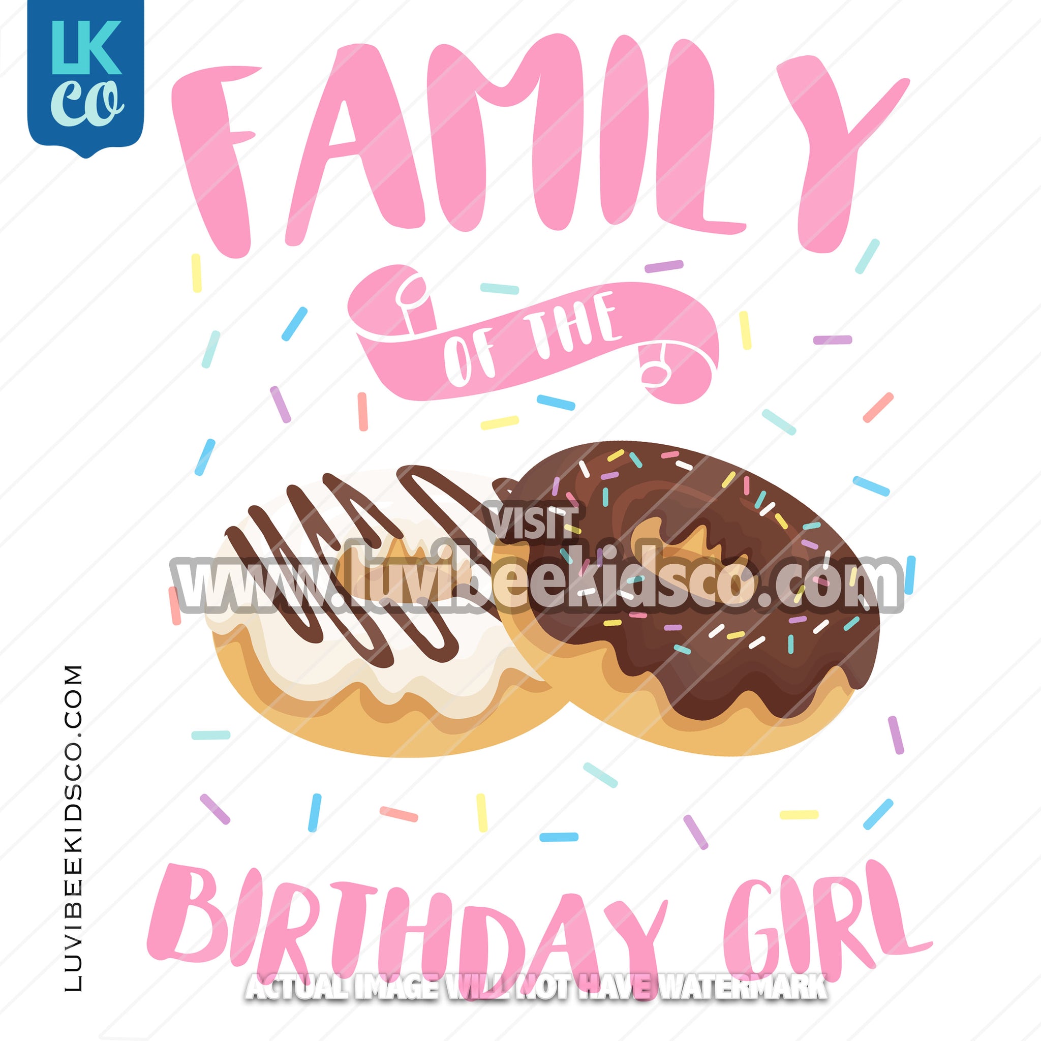 Donut Party Heat Transfer Designs - Add Family Members - LuvibeeKidsCo