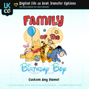 Winnie the Pooh Birthday Designs - Blue Balloon - Add Family Members