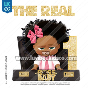 Boss Baby Iron On Transfer | African American Girl | The Real Boss Baby