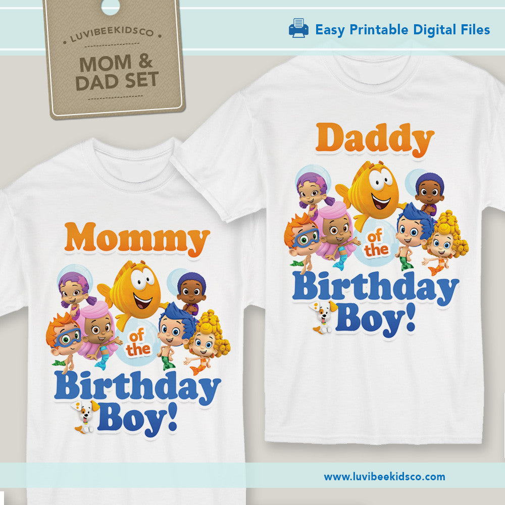 Bubble Guppies Iron On Transfer | Mommy & Daddy Set - LuvibeeKidsCo