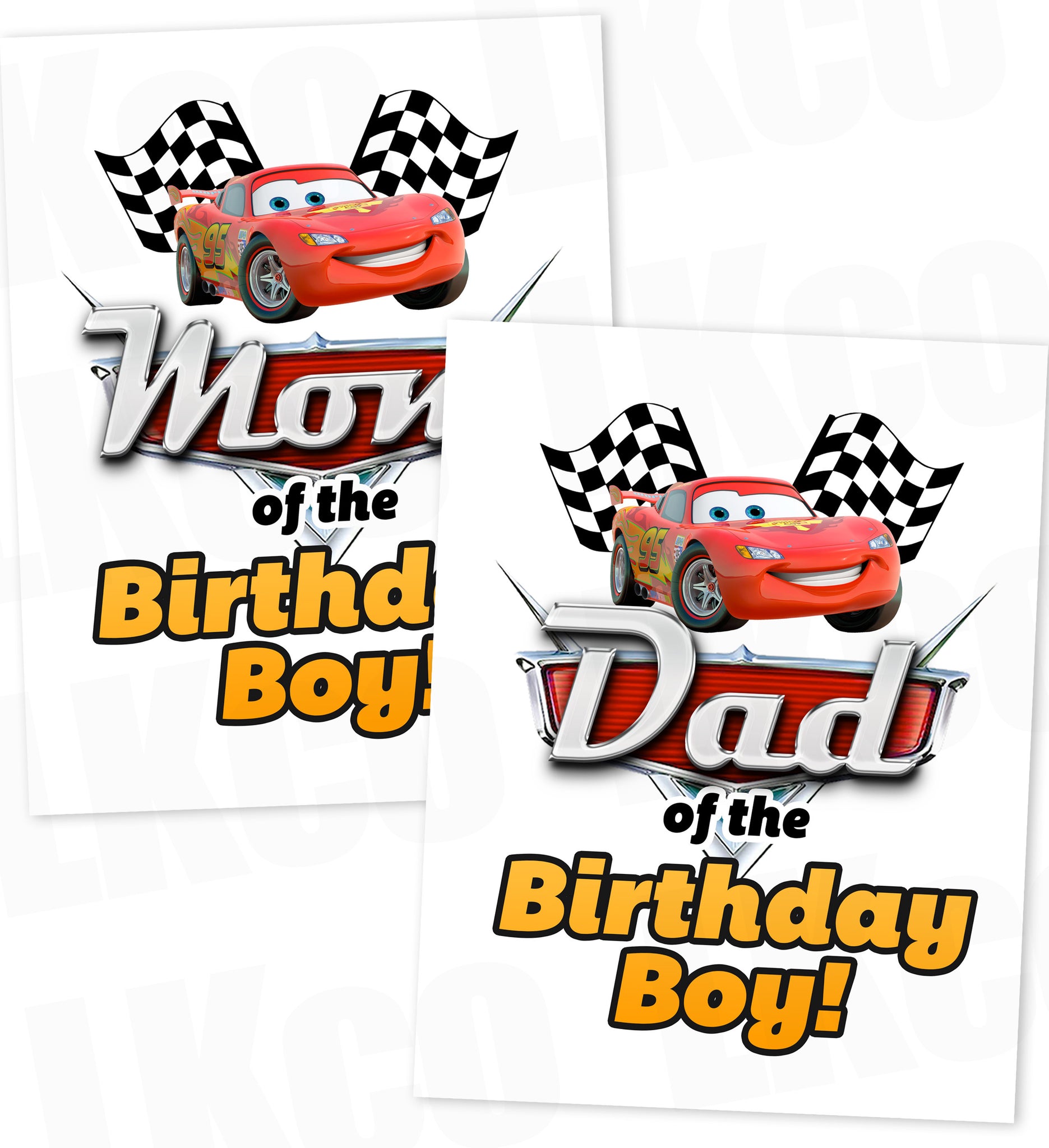 Disney Cars Iron On Transfer | Lightning McQueen | Mom & Dad of the Birthday Boy Set - LuvibeeKidsCo