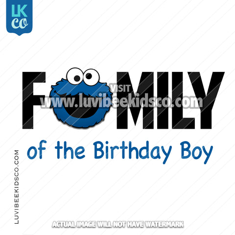 Cookie Monster Iron On Birthday Shirt Design | Birthday Boy | Add Family Members