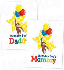 Curious George Iron On Transfer | Mommy & Daddy Set | Primary Colors - LuvibeeKidsCo