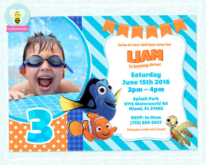 Finding Nemo Birthday Invitation with Photo - Finding Nemo Party Printables - Blue & Orange - LuvibeeKidsCo