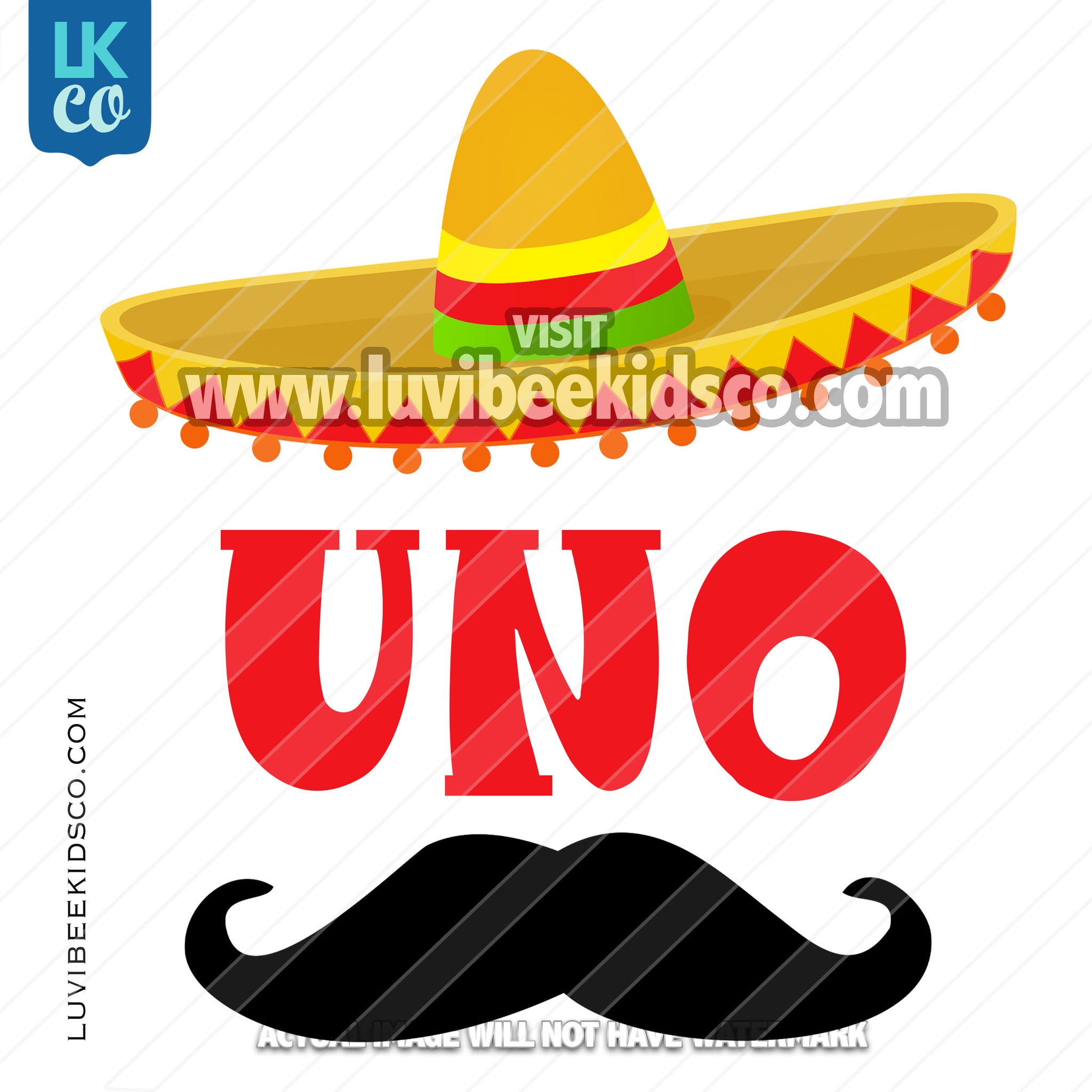Fiesta Birthday Heat Transfer Design - Sombrero and Mustache