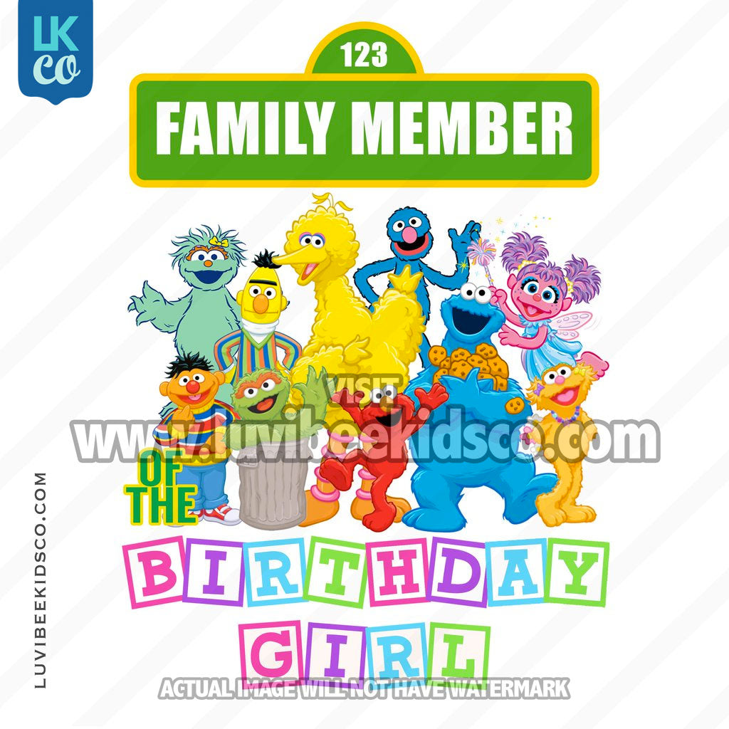 Sesame Street Birthday Iron On Transfer - Add A Family Member - Birthday Girl 02 - LuvibeeKidsCo