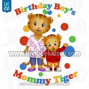 Daniel Tiger Iron On Transfer | Birthday Boy's Mommy Tiger | Primary Colors - LuvibeeKidsCo