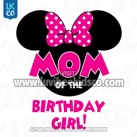 Minnie Mouse Iron On Transfer | Mom of the Birthday Girl | Pink & Black Dots - LuvibeeKidsCo