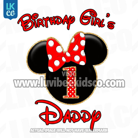 Minnie Mouse Iron On Transfer | Red & Black | Daddy of the Birthday Girl - LuvibeeKidsCo