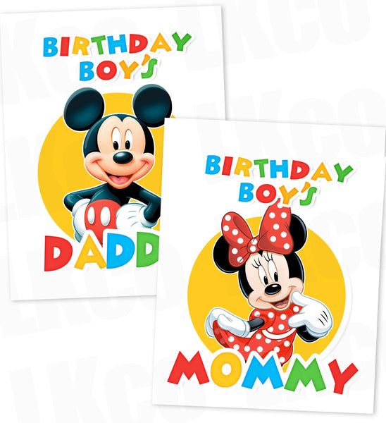Mickey Mouse Iron On Transfers Set | Birthday Boy's Mommy & Daddy - LuvibeeKidsCo