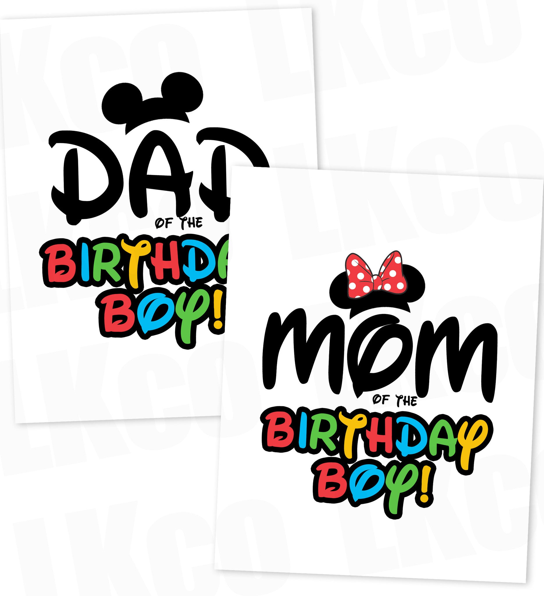 Mickey Mouse Iron On Transfers Set | Mom & Dad of the Birthday Boy | Disney - LuvibeeKidsCo